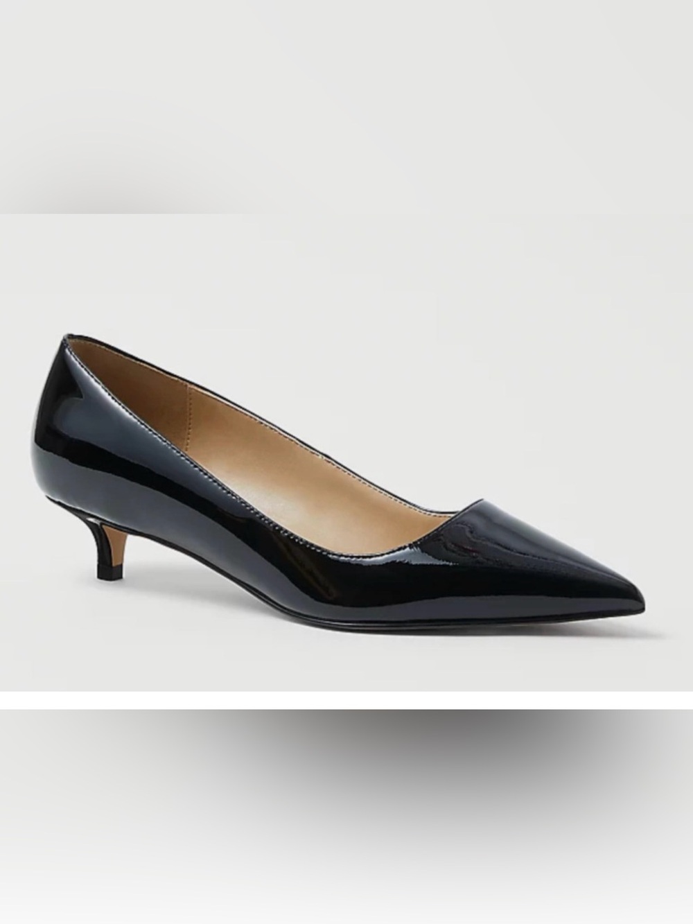 ANN TAYLOR BLACK PATENT LEATHER POINTY TOE KITTEN HEEL PUMPS HEELS SHOES SZ 6